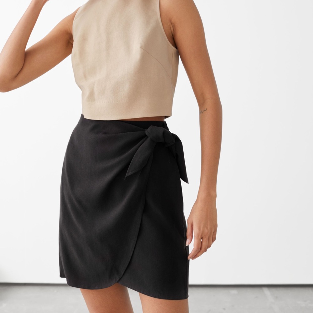 other stories wrap mini skirt black